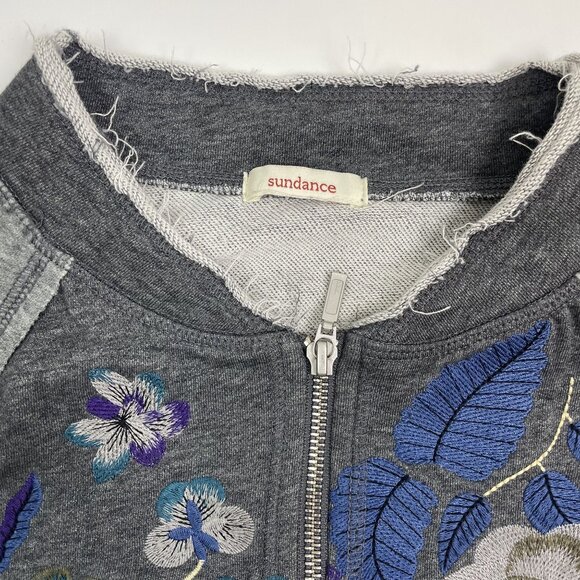 Sundance Womens Embroidered Gray Zip-Up Jacket Bomber Size S/M - Picture 3 of 9